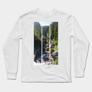 A static shot of the awesome Pissandolo waterfall in Comelico superiore. Beautiful nature in a summer sunny day, no people around. Italy (vertical) Long Sleeve T-Shirt
